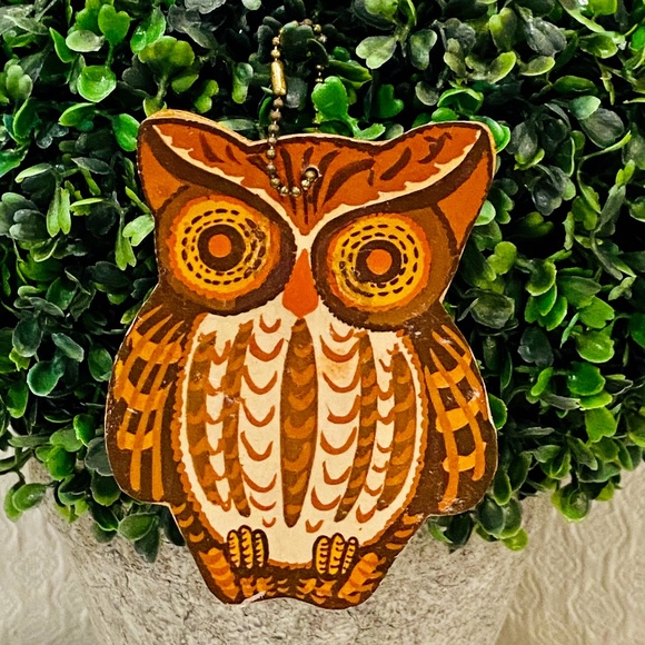 Vintage Accessories - S8-BUNDLE ONLY Vintage Wooden Owl Keychain/Charm/Ornament/Gift Tag